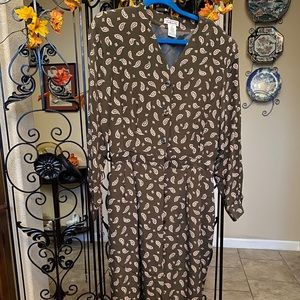 Olive tea length dress with belt
